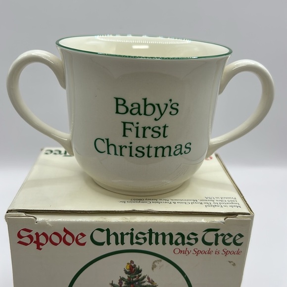 Spode Christmas Tree Baby 1st Christmas Mug with Green and Red Accents - Picture 2 of 13